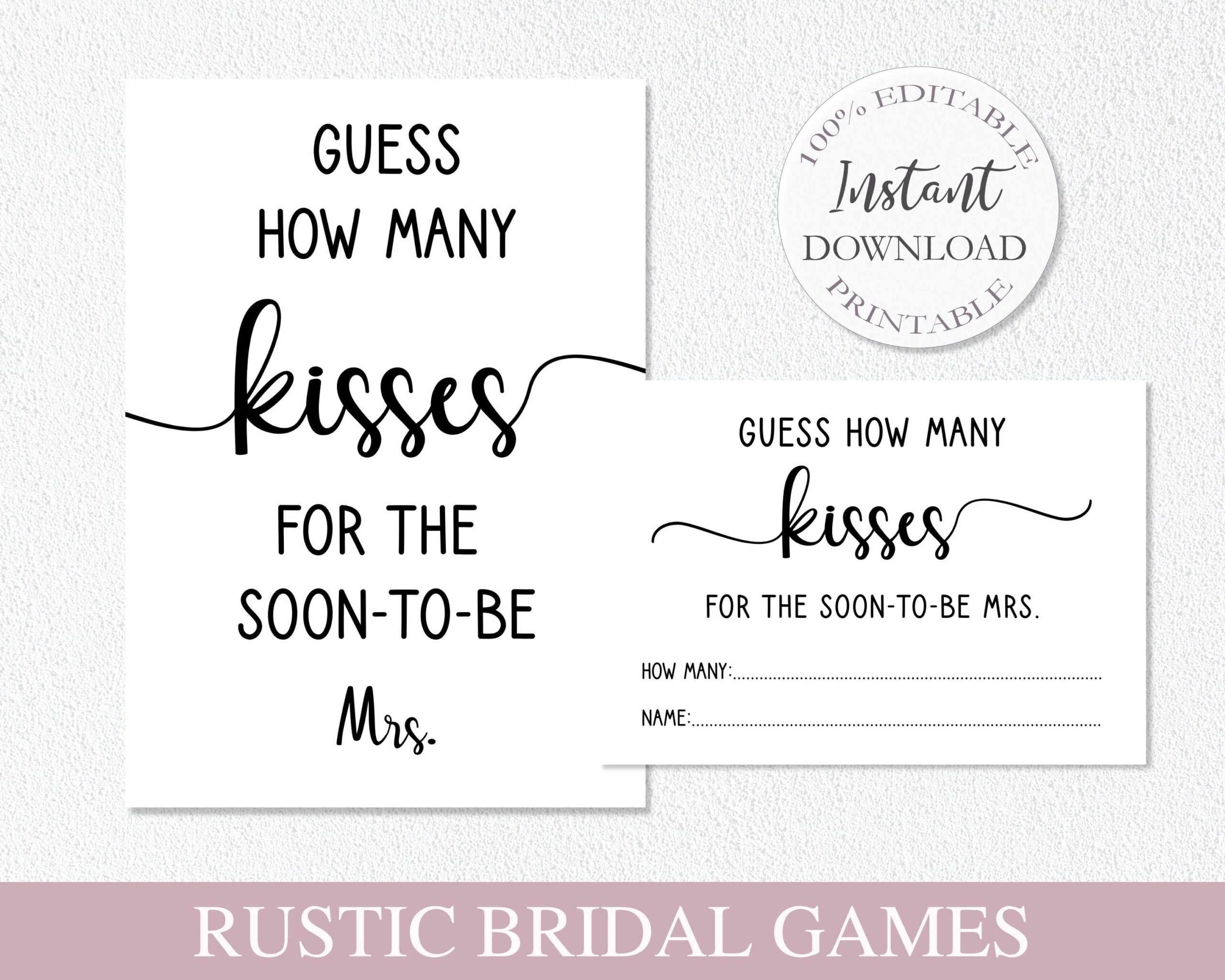 Free Template Guess How Many Kisses Free Printable