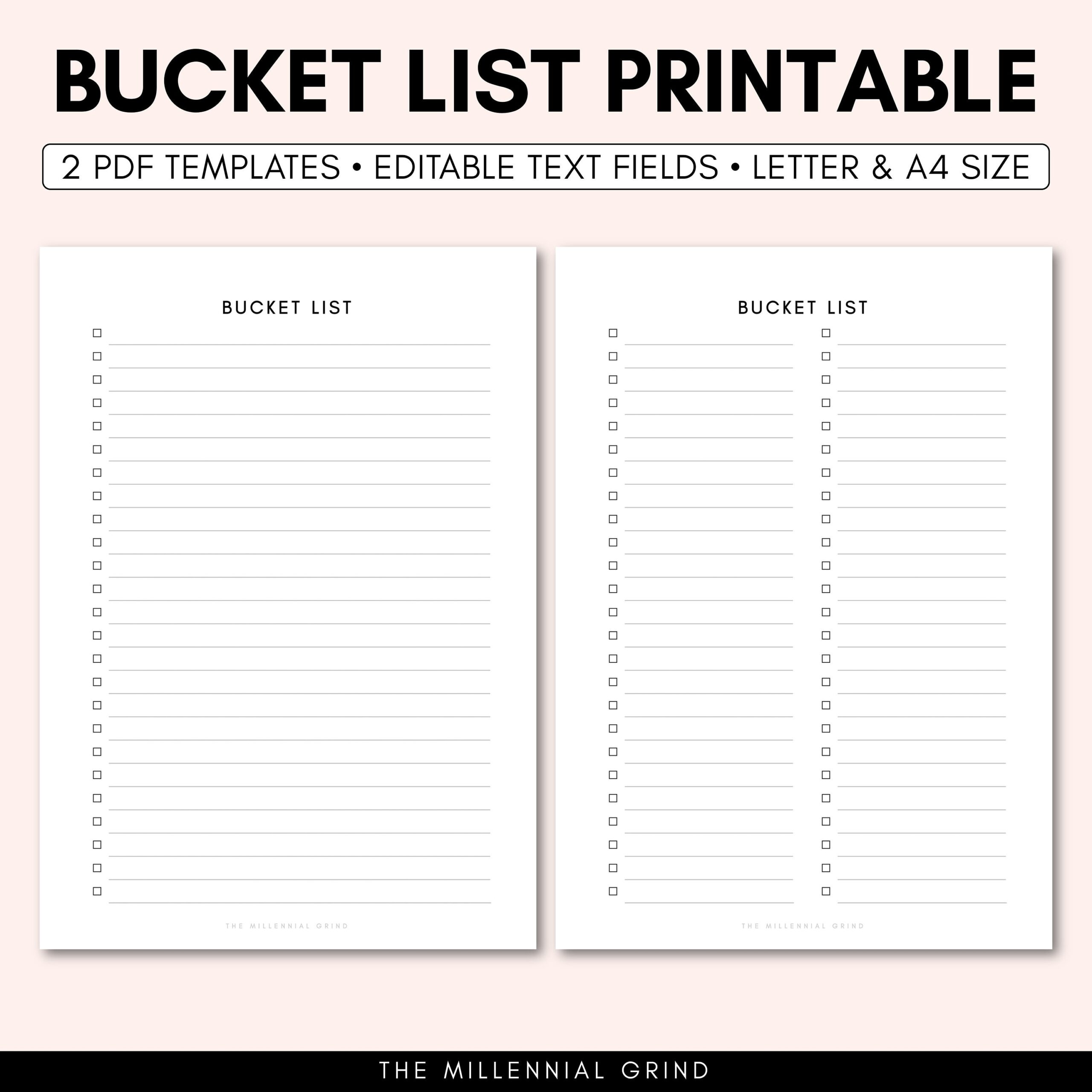 Printable Bucket List Template
