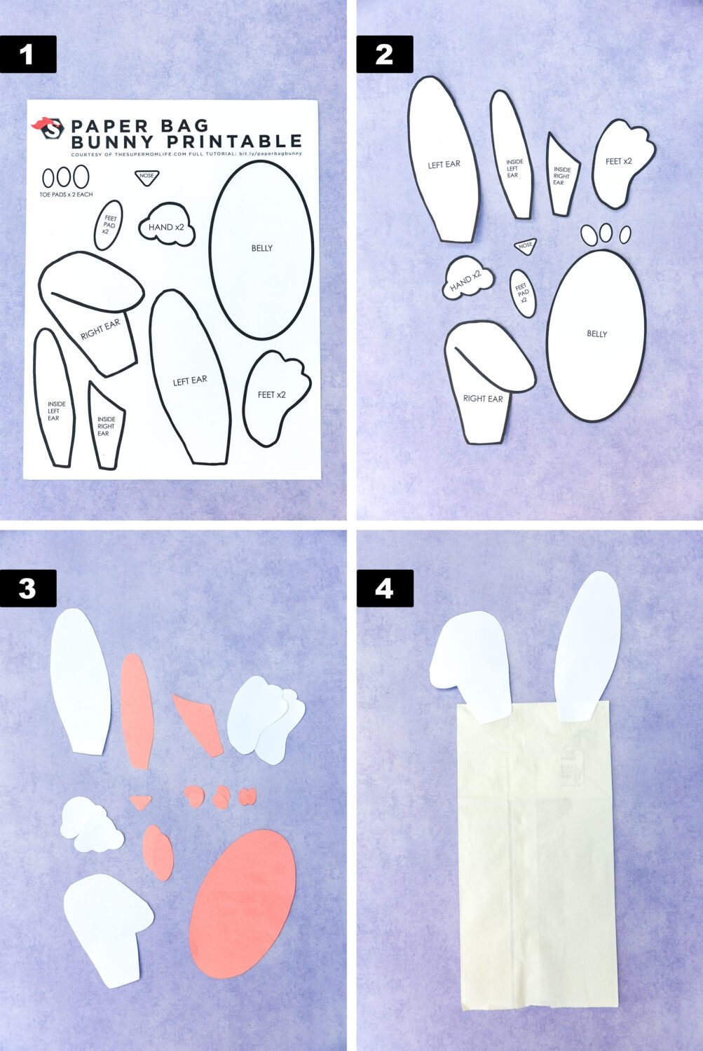Printable Paper Bag Bunny Template