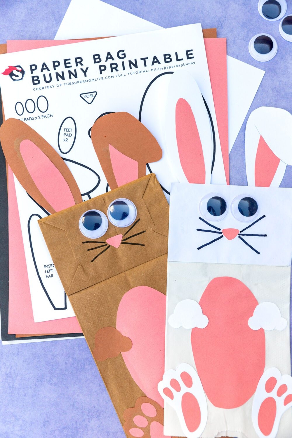 Bunny Paper Bag Craft Printable Template The Super Mom Life