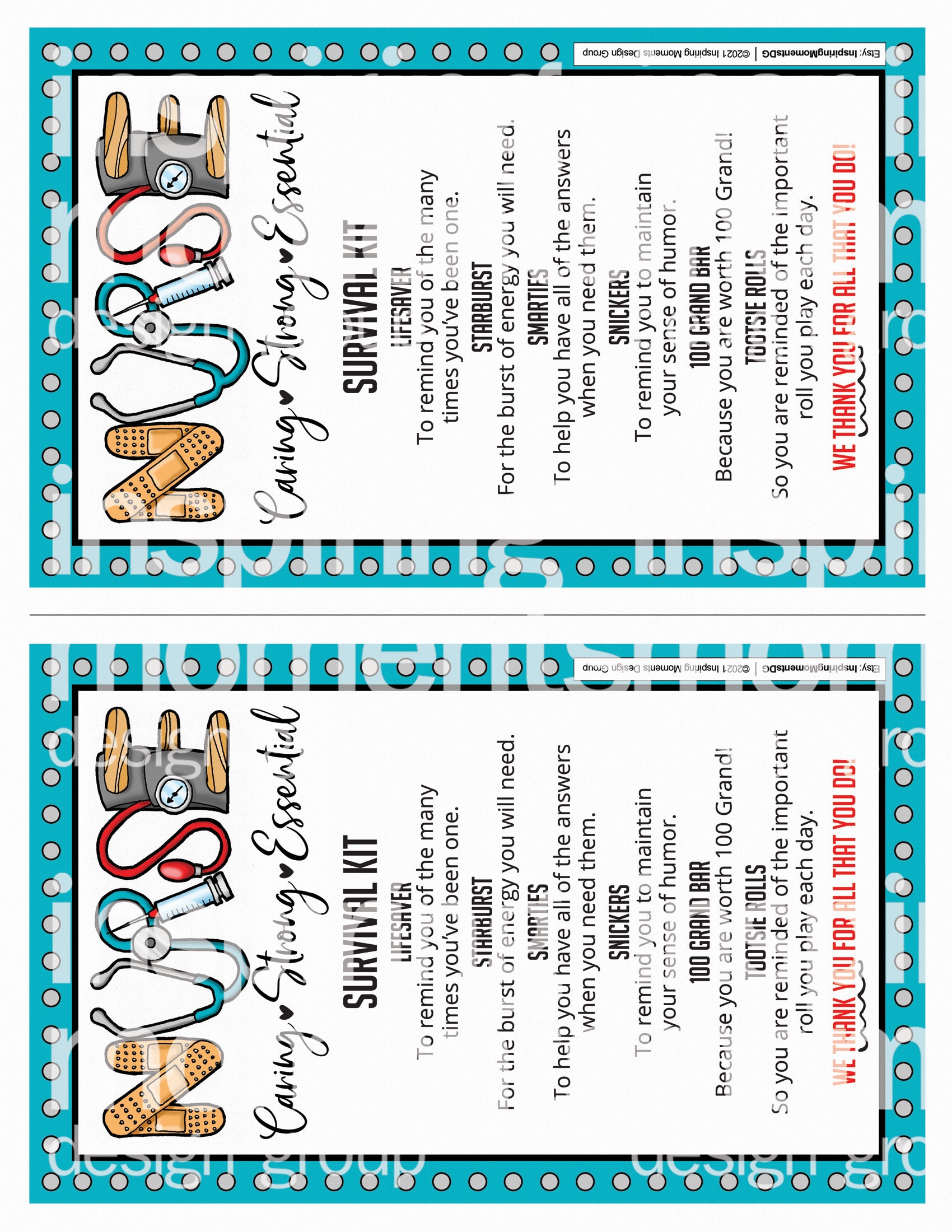 Free Printable Nursing Survival Kit Template