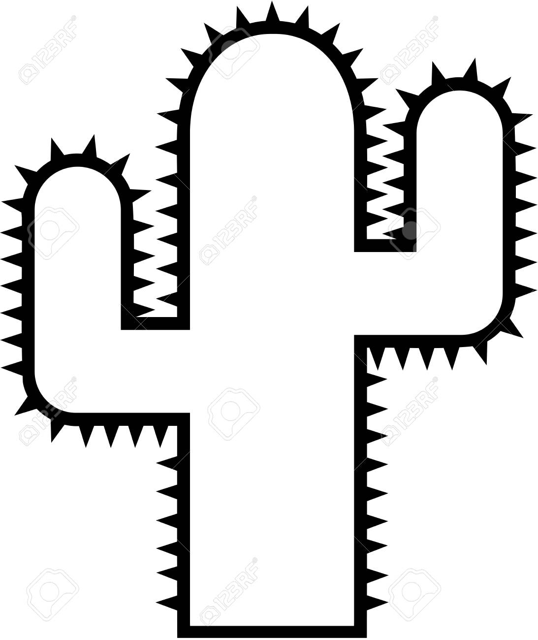 Printable Outline Cactus Template
