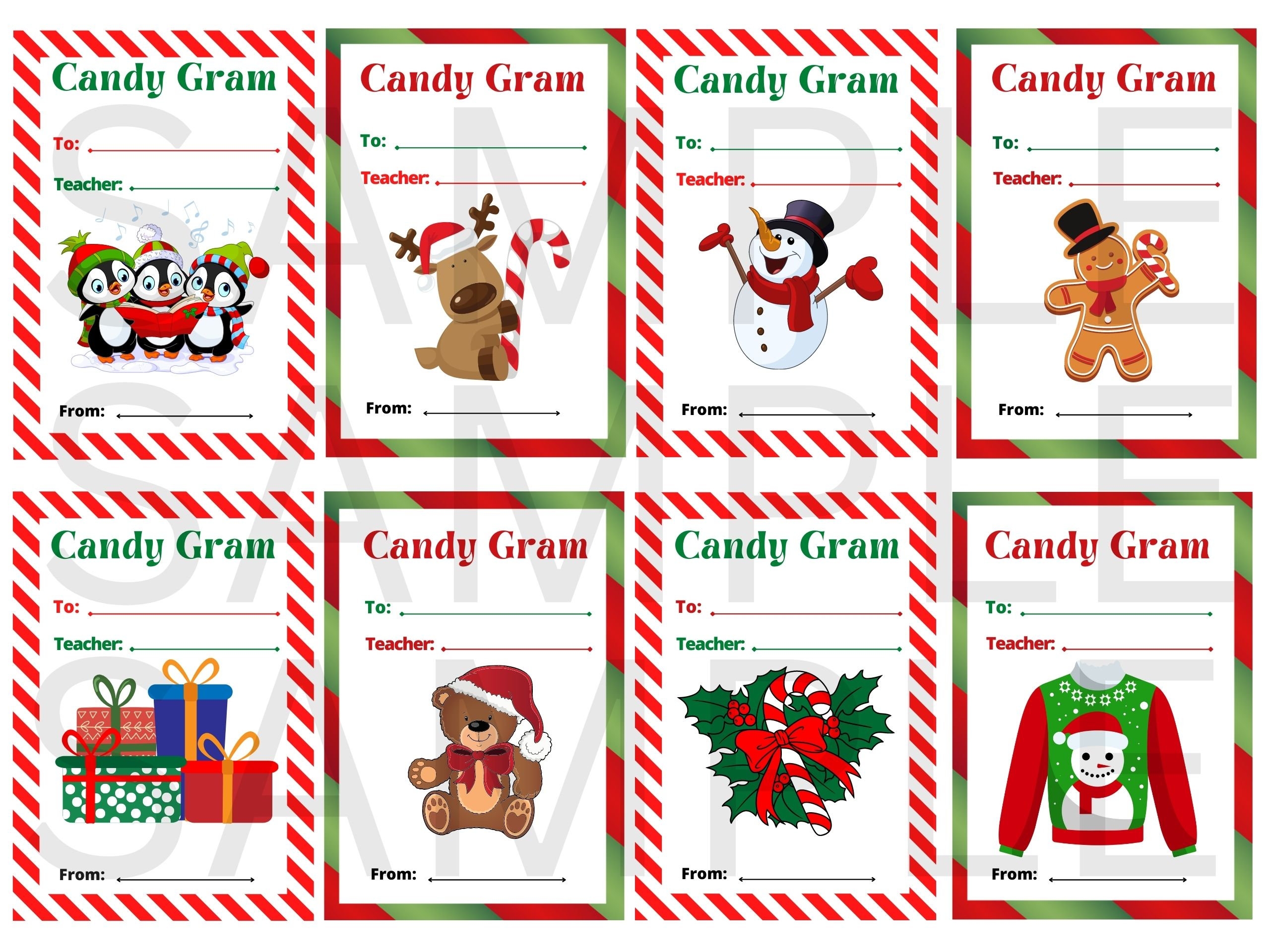 Free Printable Christmas Candy Gram Template