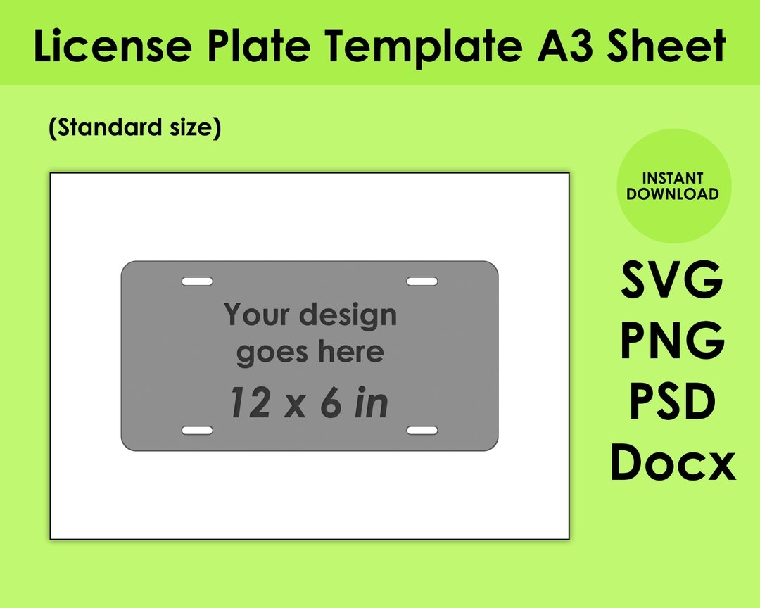 Printable License Plate Template Free