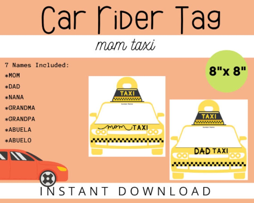 Printable Free Car Rider Tags Template