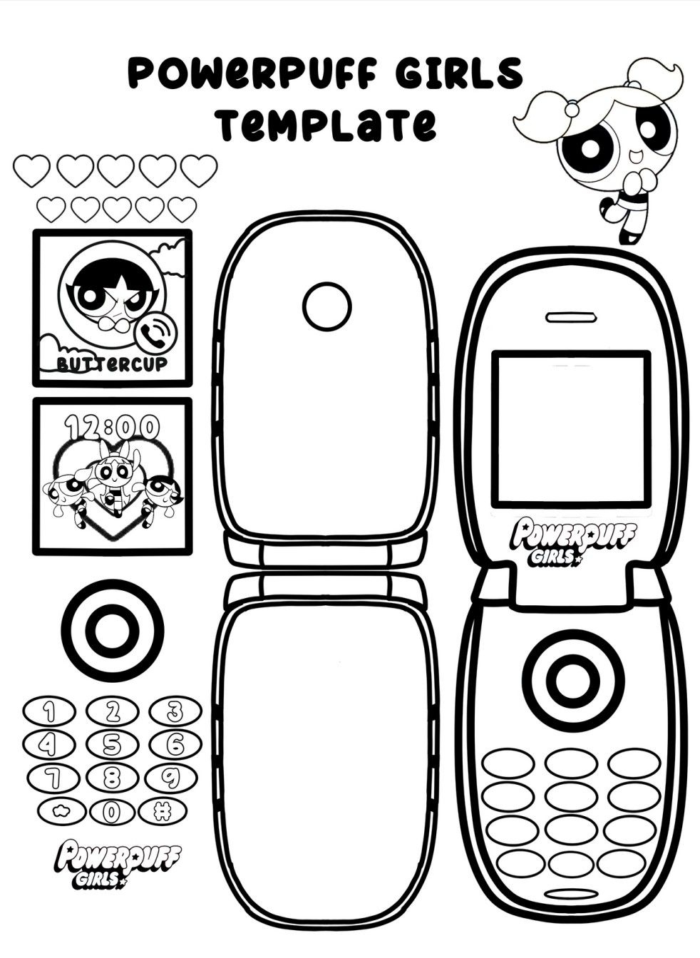 Cardboard Powerpuff Girls Flip Phone Template Phone Template Easy Paper Crafts Diy Phone Craft