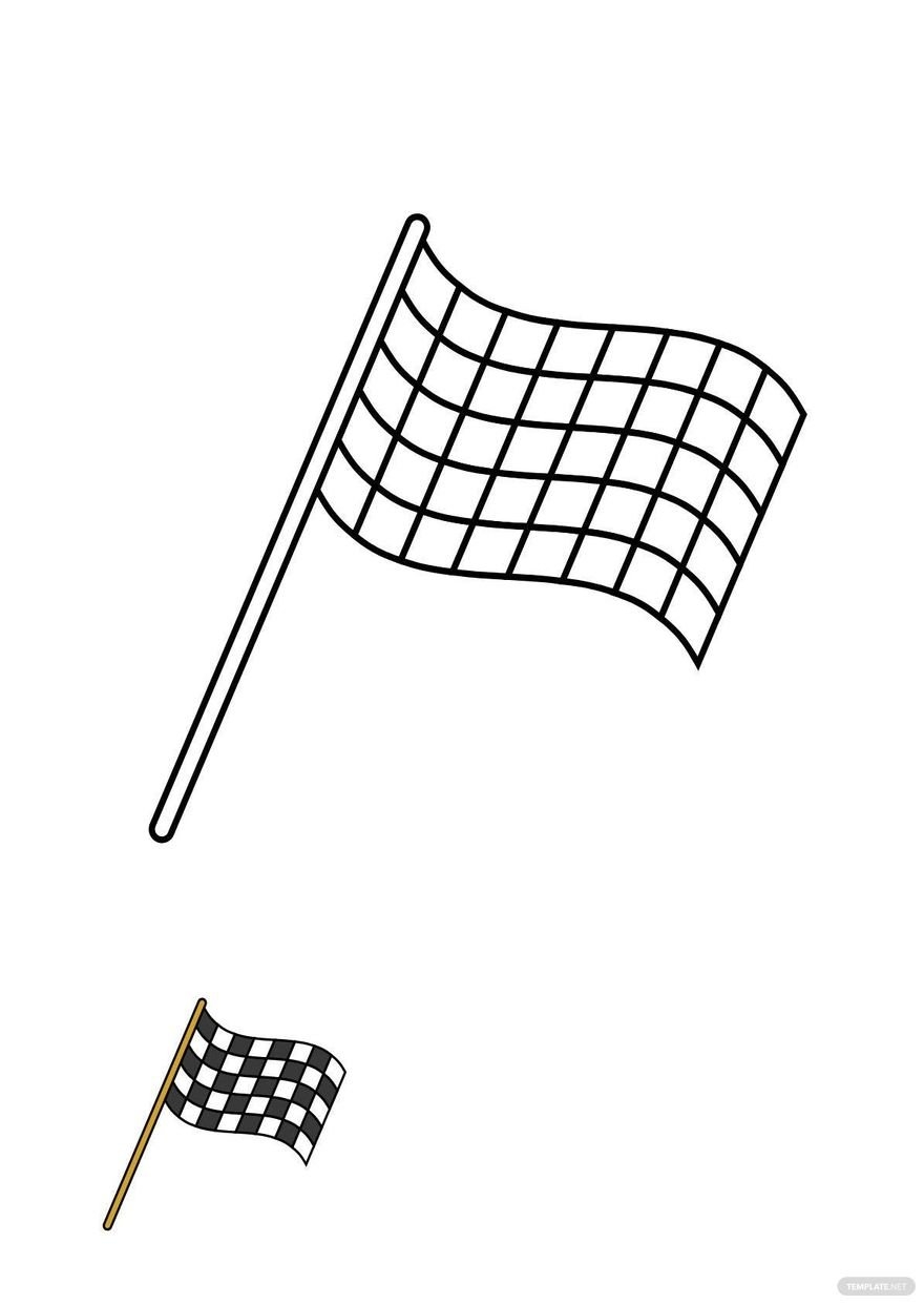 Cartoon Checkered Flag Coloring Page In PDF Download Template