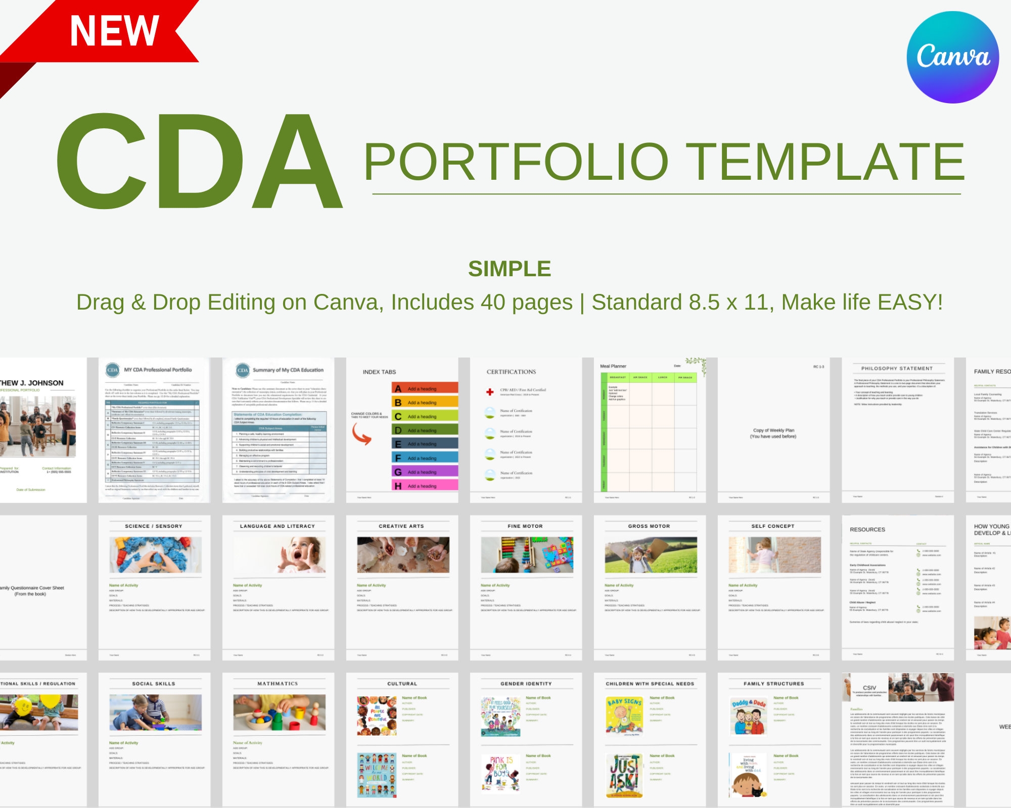 CDA Professional Portfolio Template Canva Portfolio Template Education Portfolio CDA Teaching Portfolio Childcare Portfolio CDA Etsy