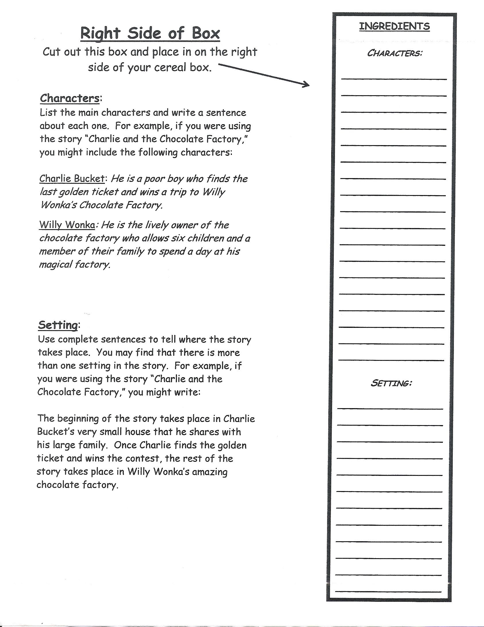 Printable Cereal Box Book Report Template Free