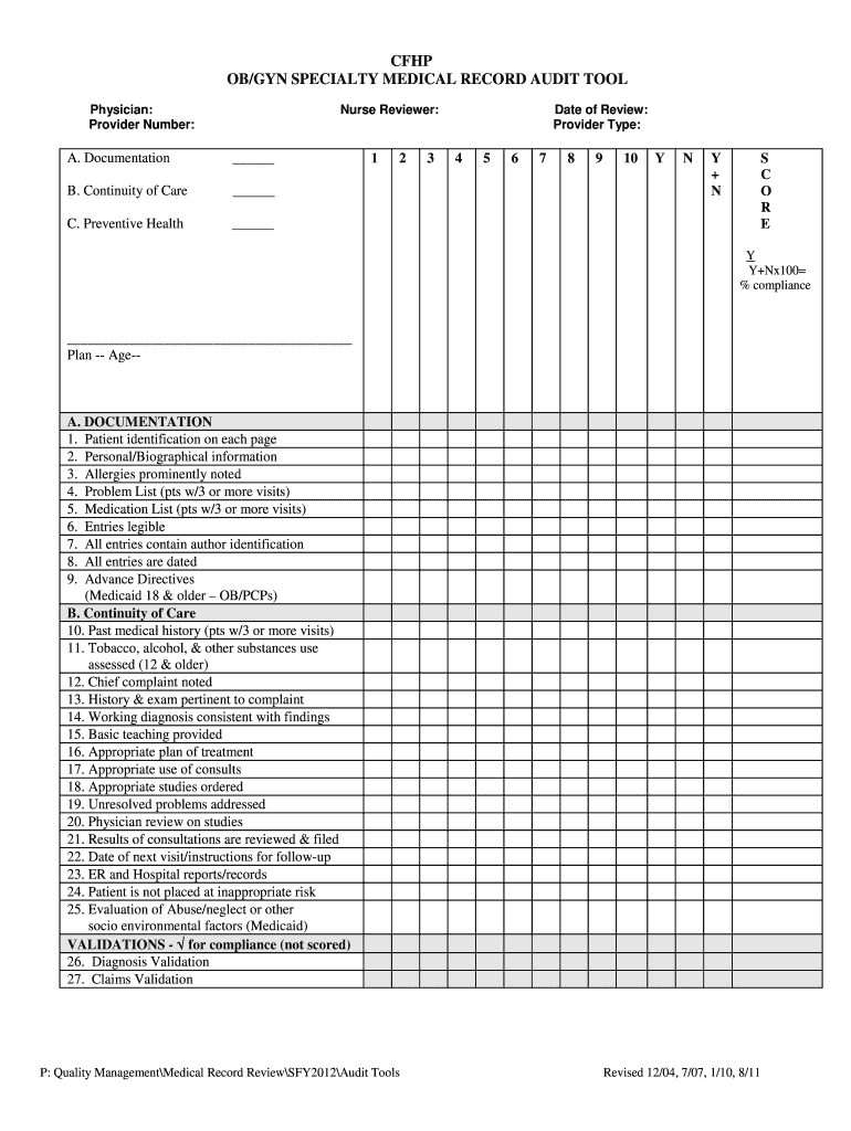 Chart Audit Template Fill Out Sign Online DocHub