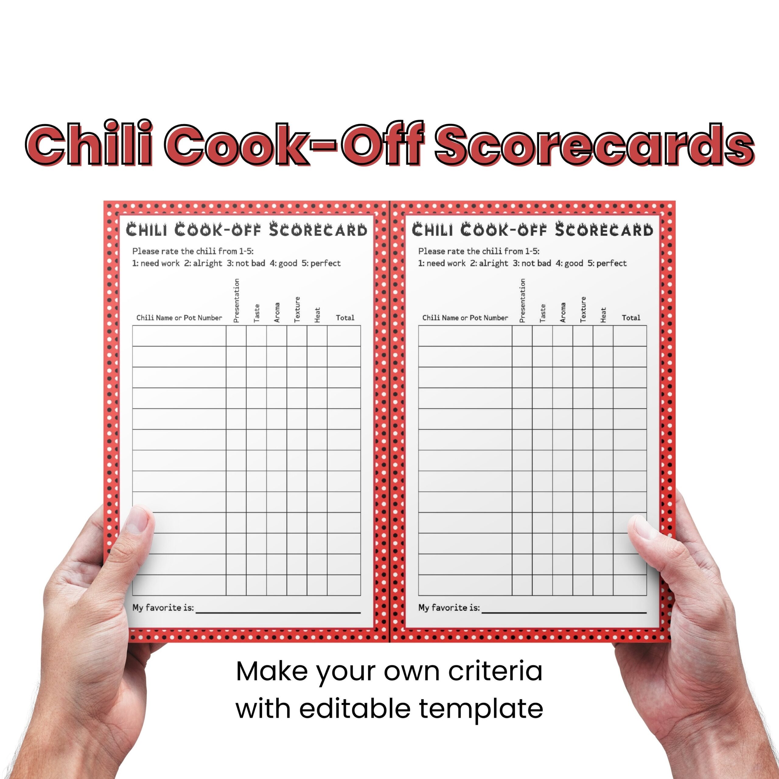 Printable Food Judging Score Sheet Template