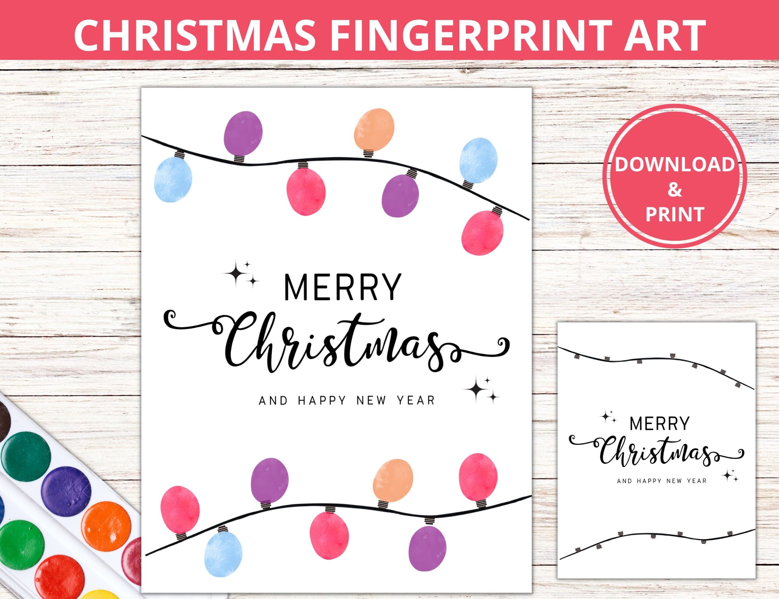 Printable Fingerprint Christmas Lights Template
