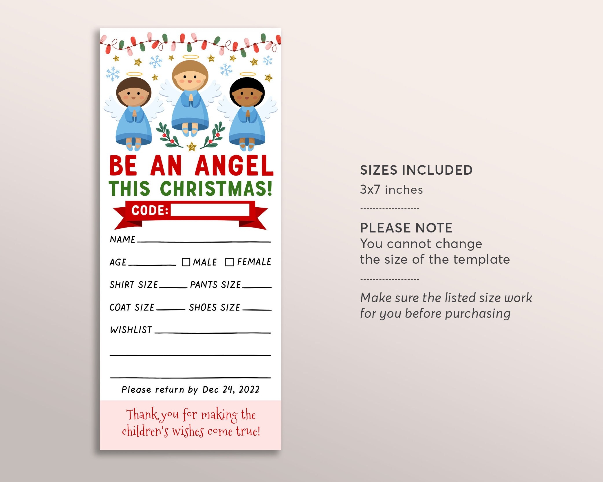 Free Printable Angel Tree Tags Template
