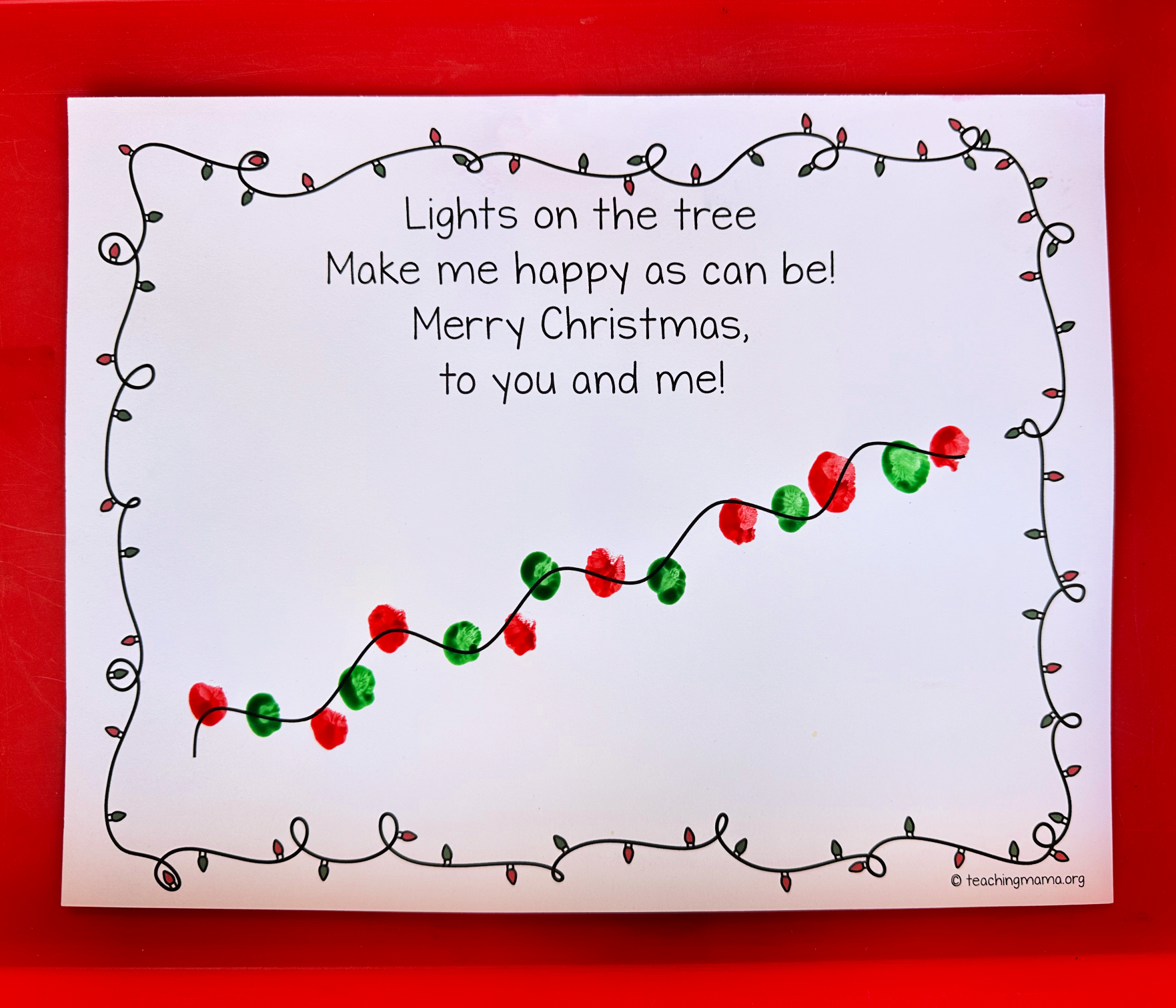 Christmas Lights Fingerprint Printable Teaching Mama