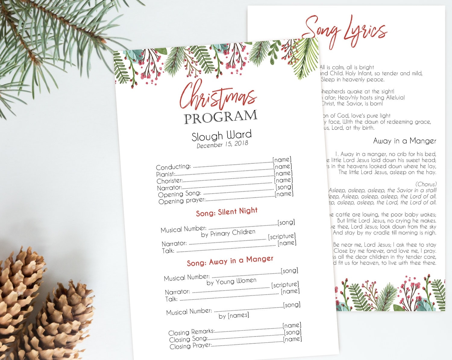 Christmas Program Editable PDF Editable Template Editable Text Instant Download Program PDF Etsy