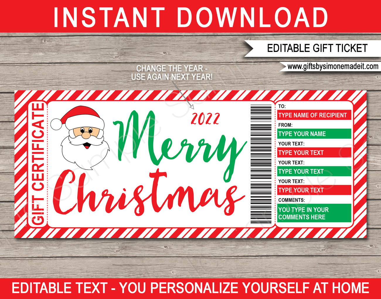 Christmas Gift Card Templates Free Printable