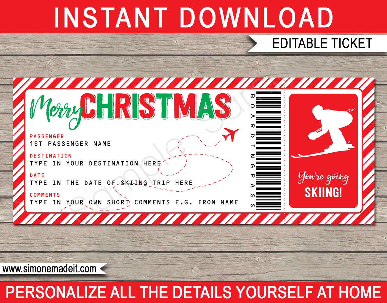 Printable Ski Pass Template Free