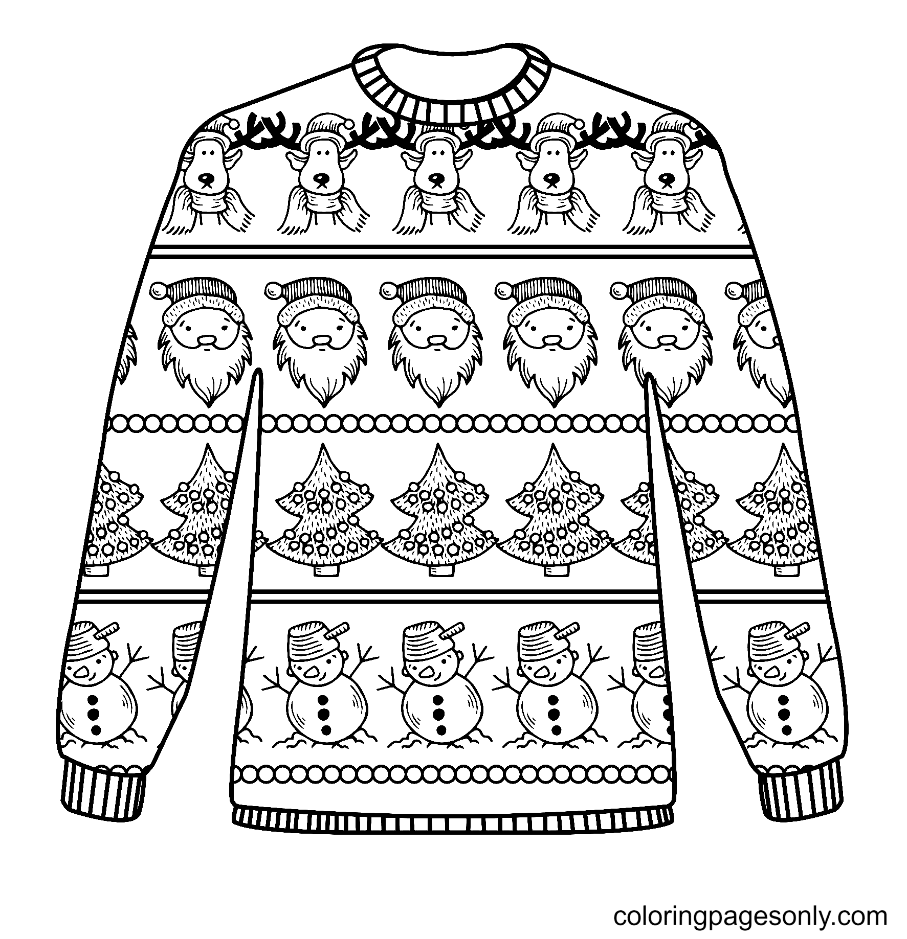Christmas Sweater Coloring Pages Free Printable For Kids And Adults