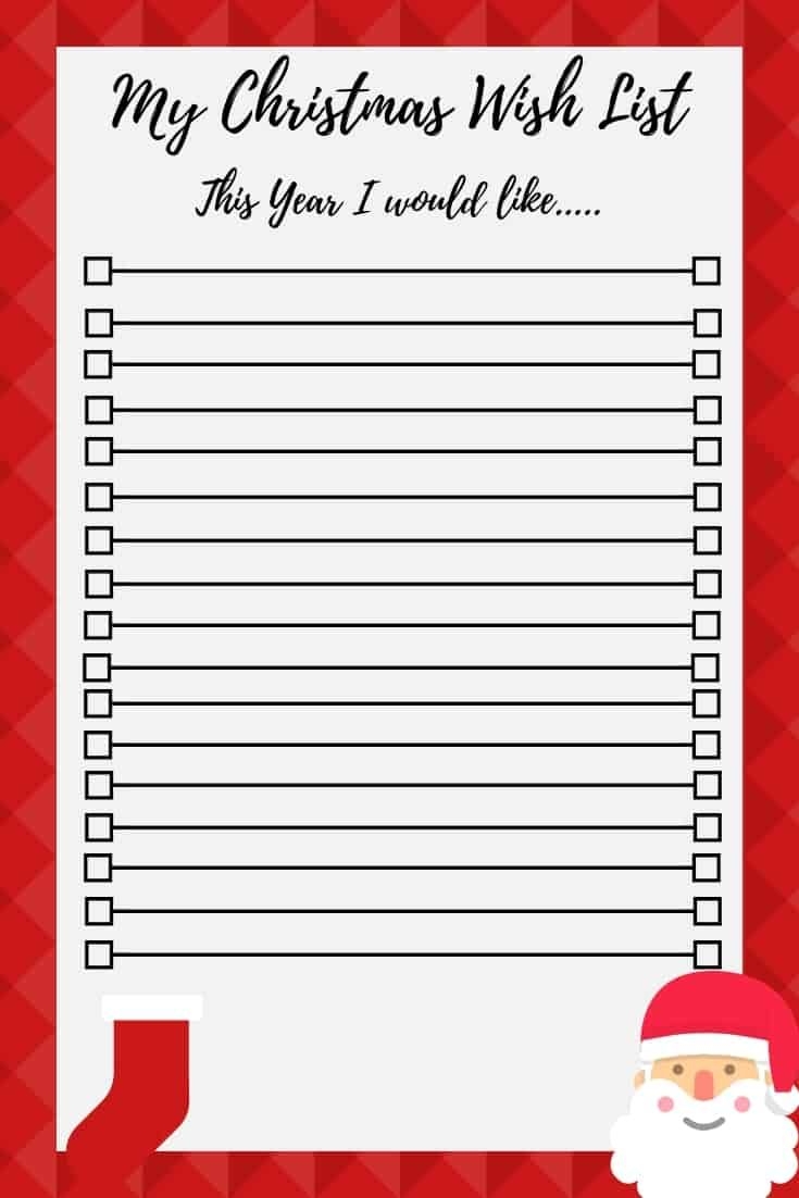 Santa Wish List Template Printable