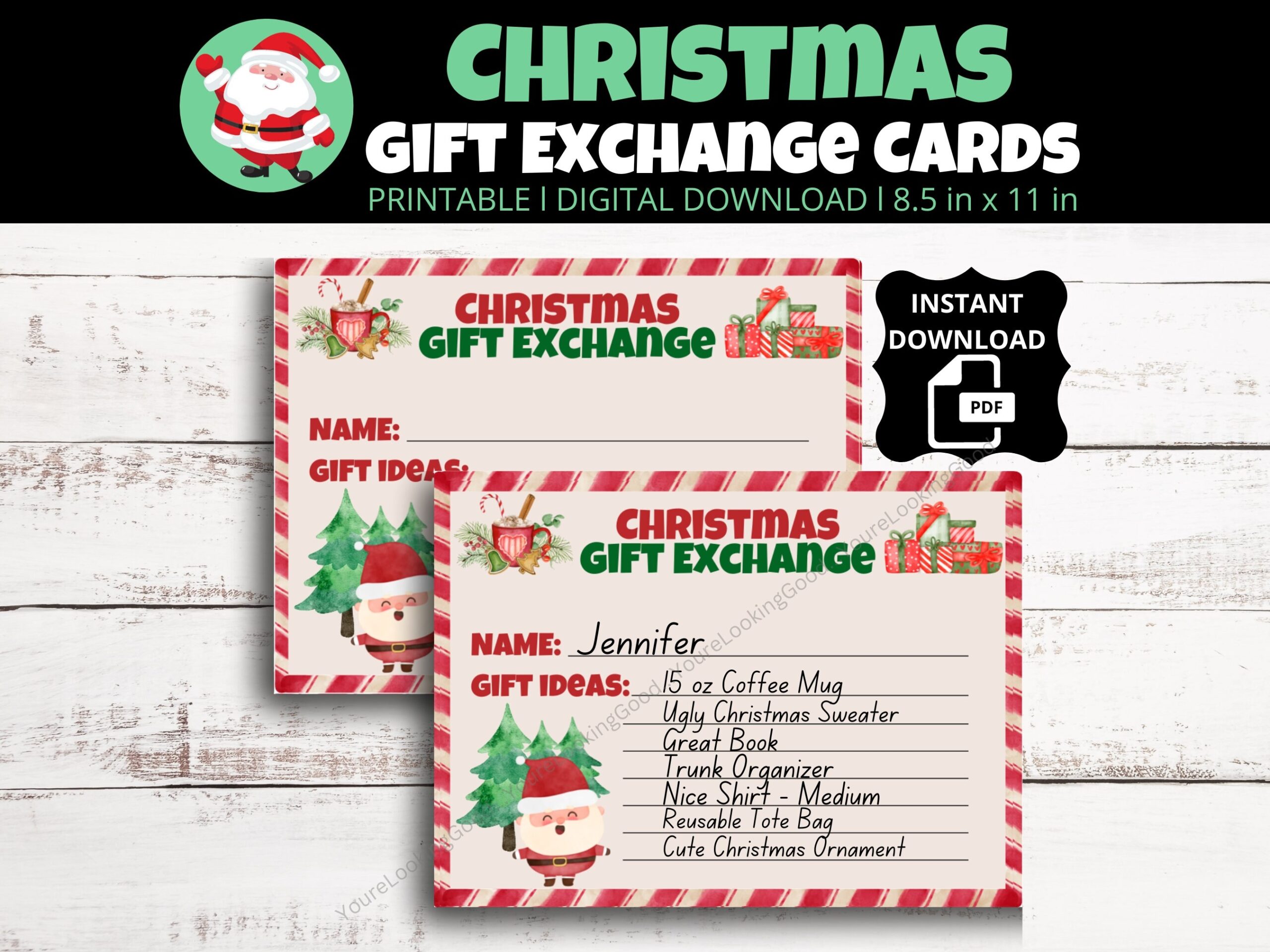 Christmas Wish List Template For Gift Exchange Christmas Gift List Printable PDF Form Secret Santa Template Xmas Gift Exchange Cards 2023 Etsy