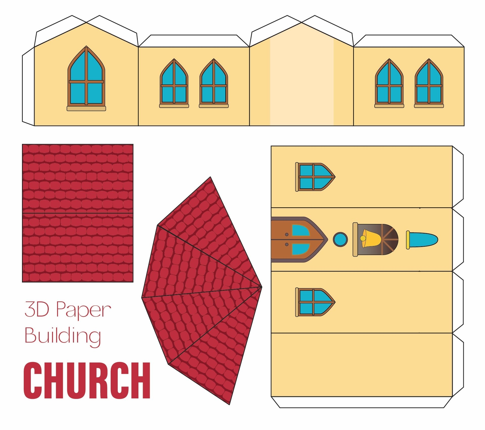 Printable 3D Paper City Buildings Template