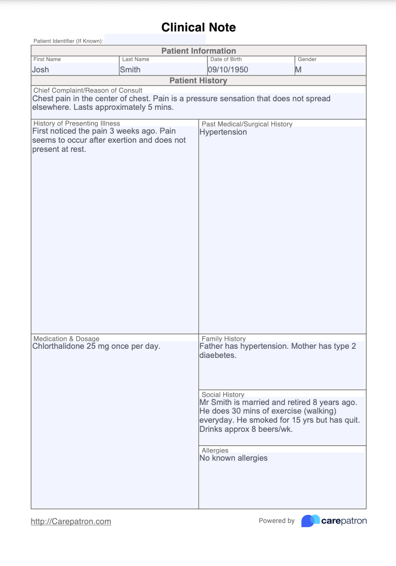 Clinical Note Template Example Free PDF Download
