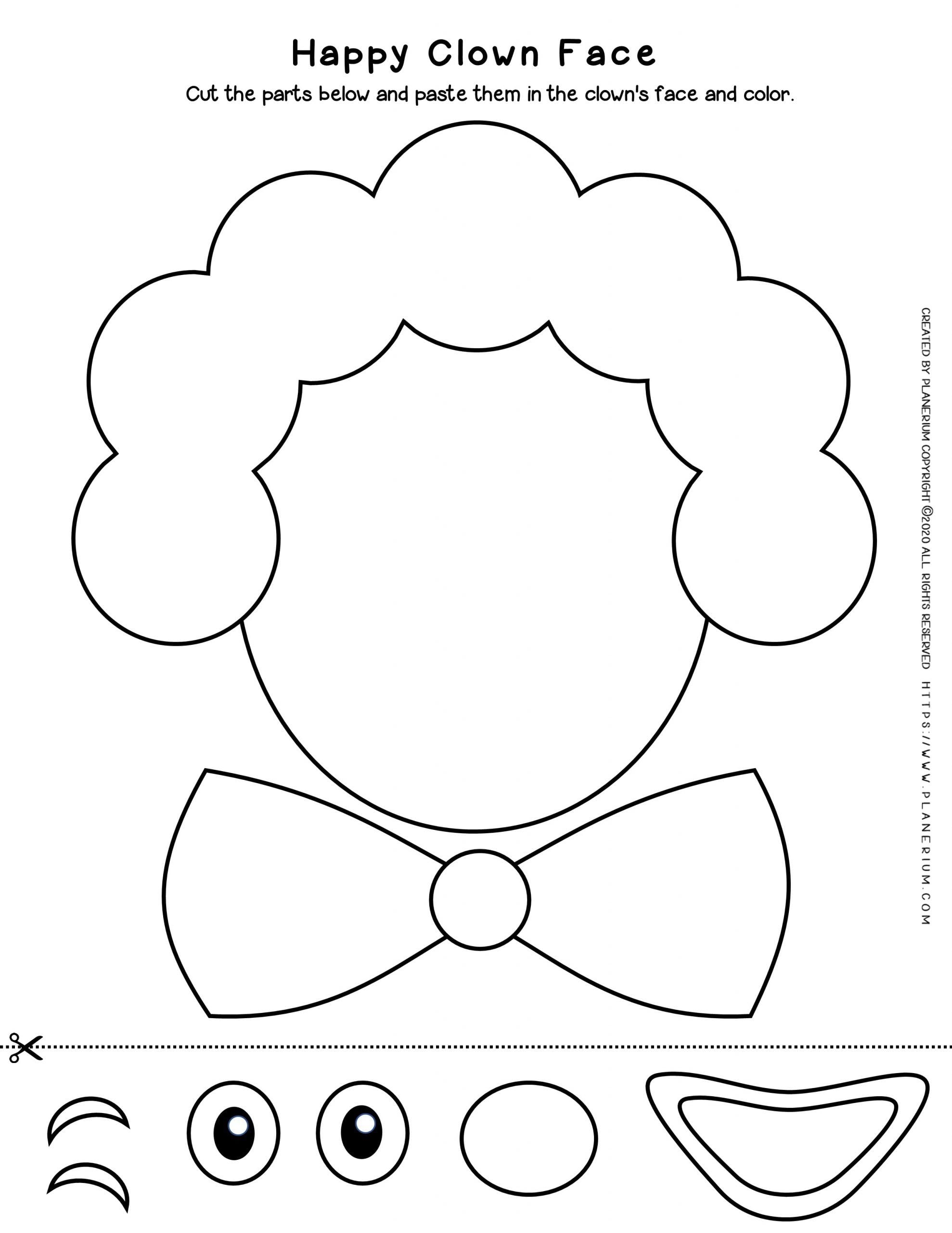 Clown Cut And Glue Craft Activity Fun Learning Tool For Kids