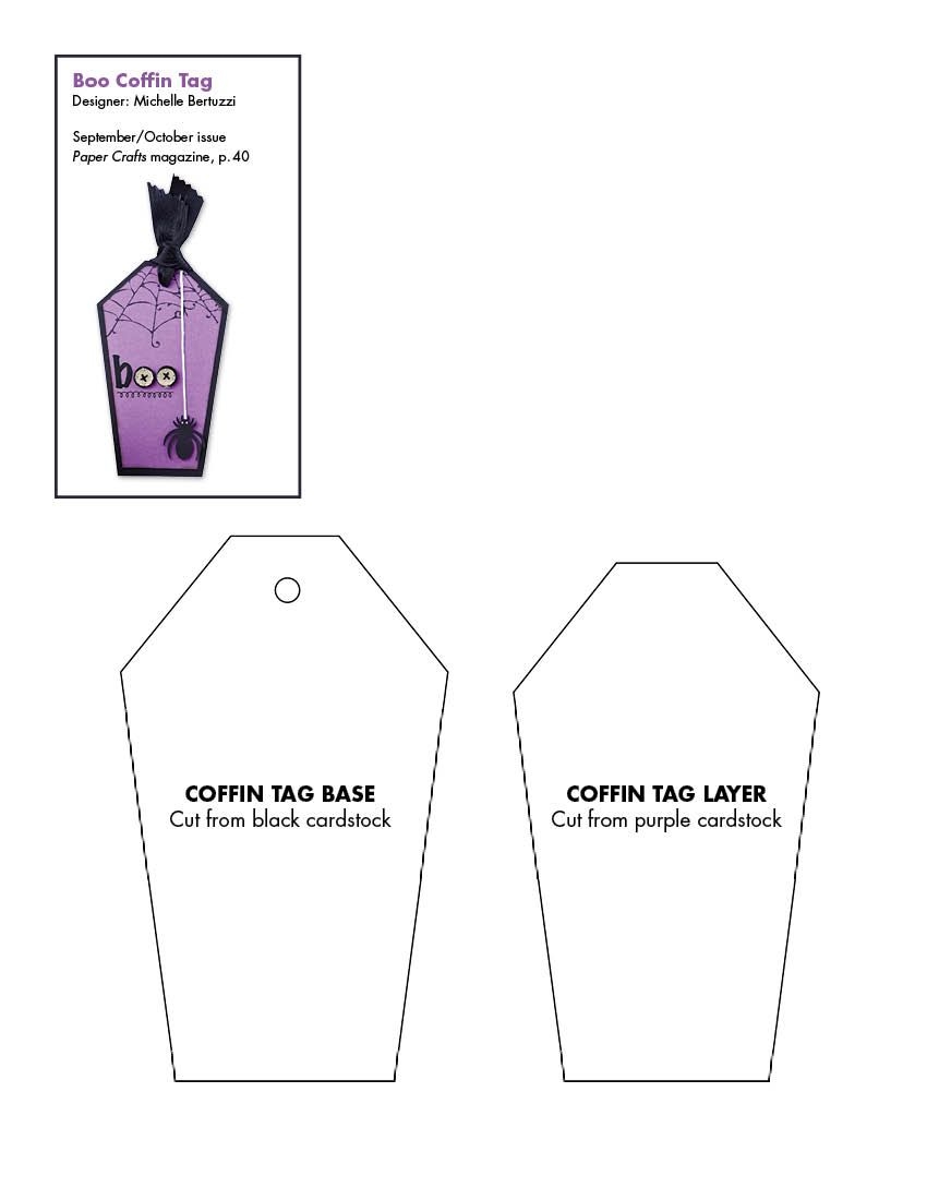 Coffin Template free For Making Halloween Art Tags Paper Crafts Magazine Halloween Cards Halloween Tags