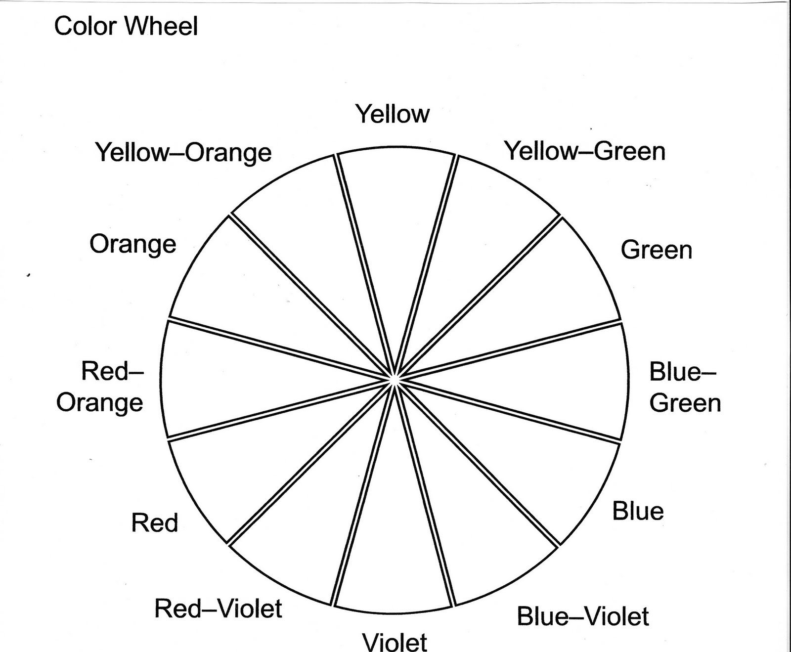 Free Printable Blank Color Wheel Template