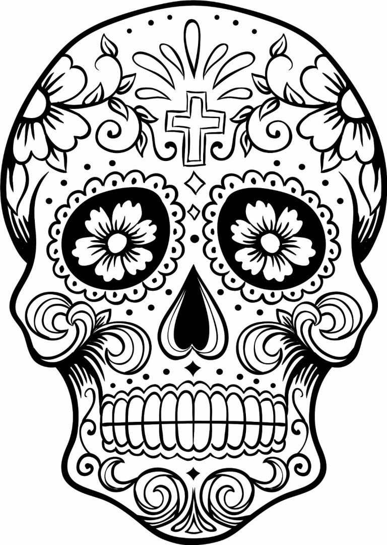 Colorful Day Of The Dead Coloring Pages For Kids