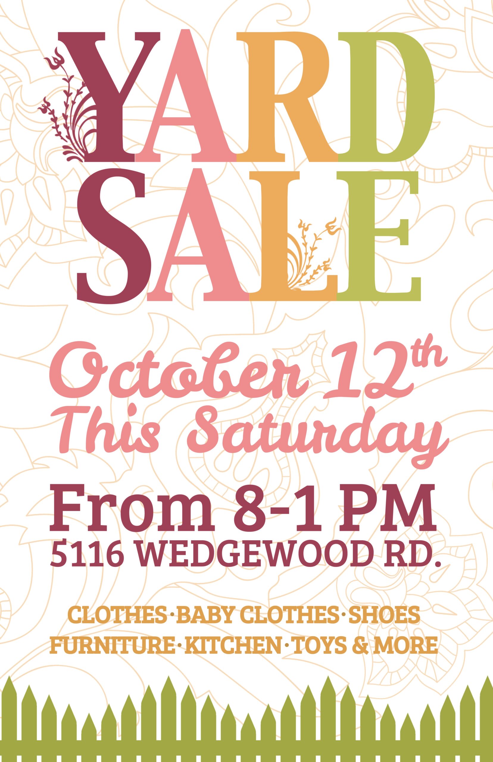 Colorful Yard Sale Sign Yard Sale Sale Flyer Yard Sale Signs