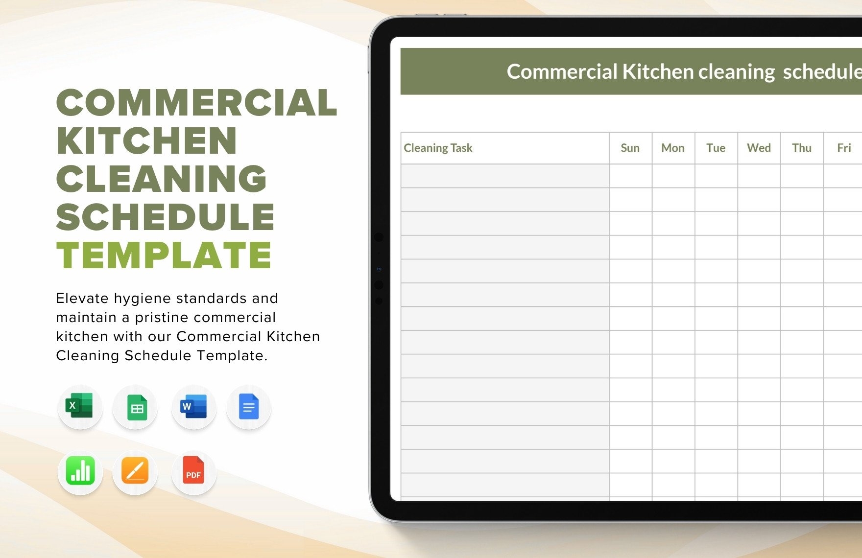 Printable Commercial Kitchen Cleaning Schedule Template