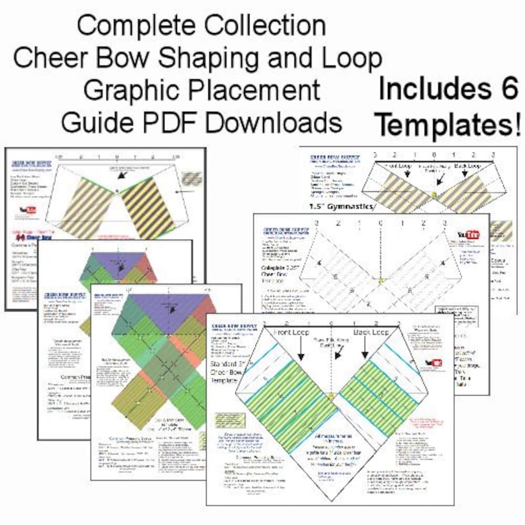 Complete Set Of Printable Cheer Bow Template And Loop Graphic Placement Guide PDF Downloads 6 Bow Styles Etsy
