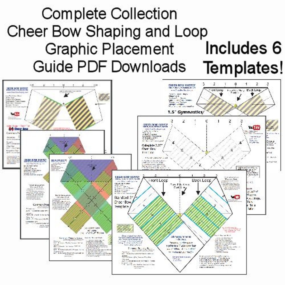 Complete Set Of Printable Cheer Bow Template And Loop Graphic Placement Guide PDF Downloads 6 Bow Styles Etsy