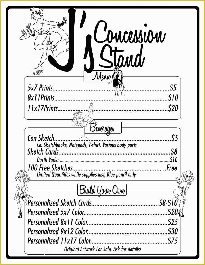 Printable Concession Stand Menu Template Word