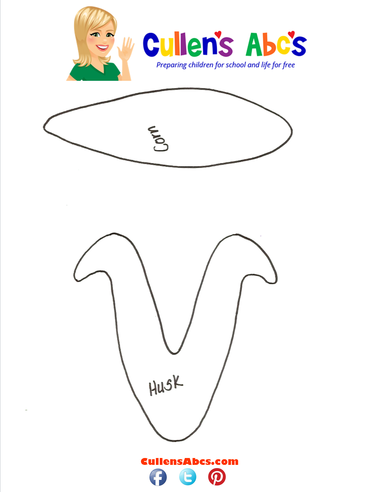 Printable Corn On The Cob Template