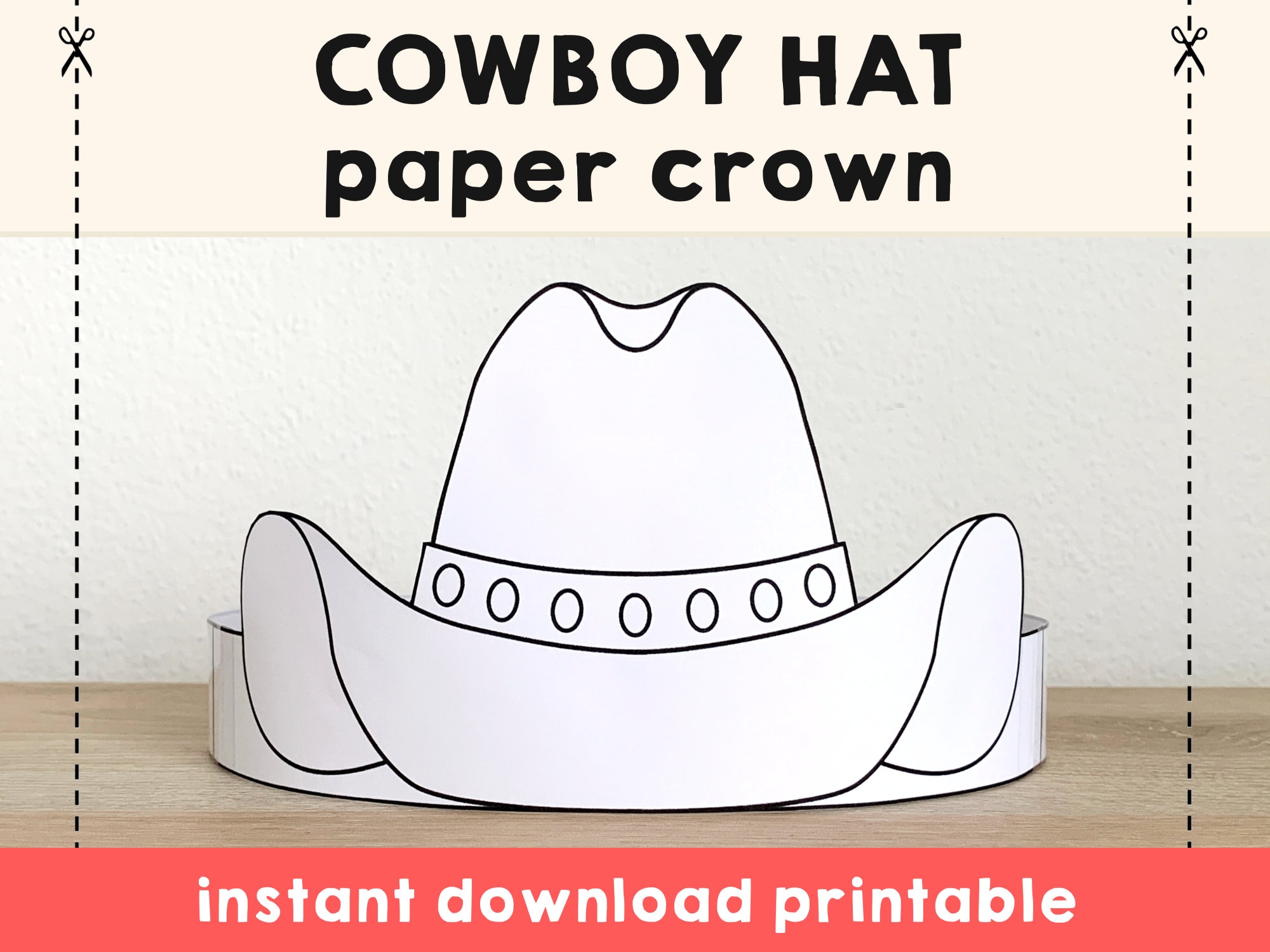 Cowboy Hat Paper Crown Party Coloring Printable Kids Craft Wild West Costume Birthday Printable Favor Costume DIY Instant Download Etsy