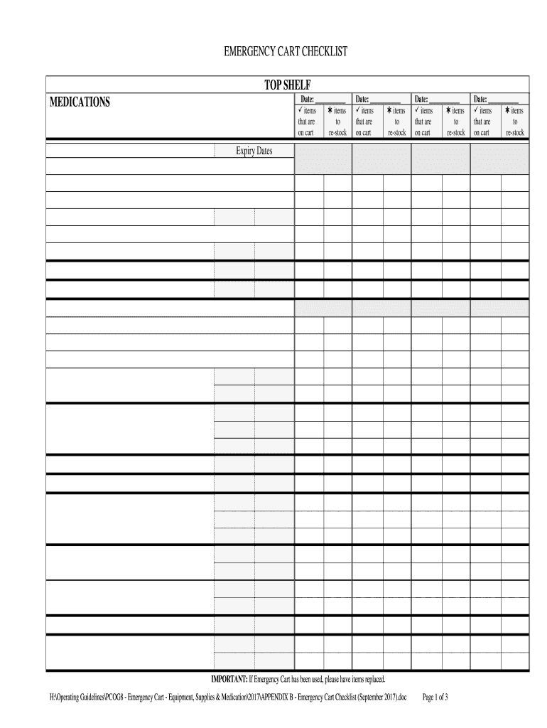 Crash Cart Checklist 2023 Fill Out Sign Online DocHub