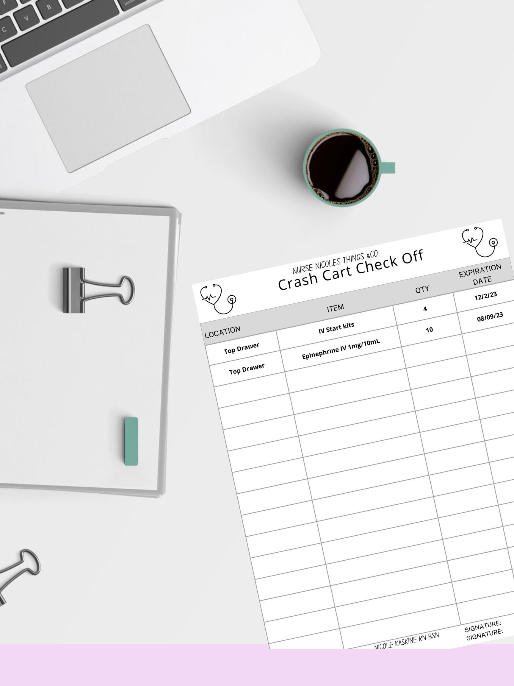 Printable Crash Cart Checklist Template