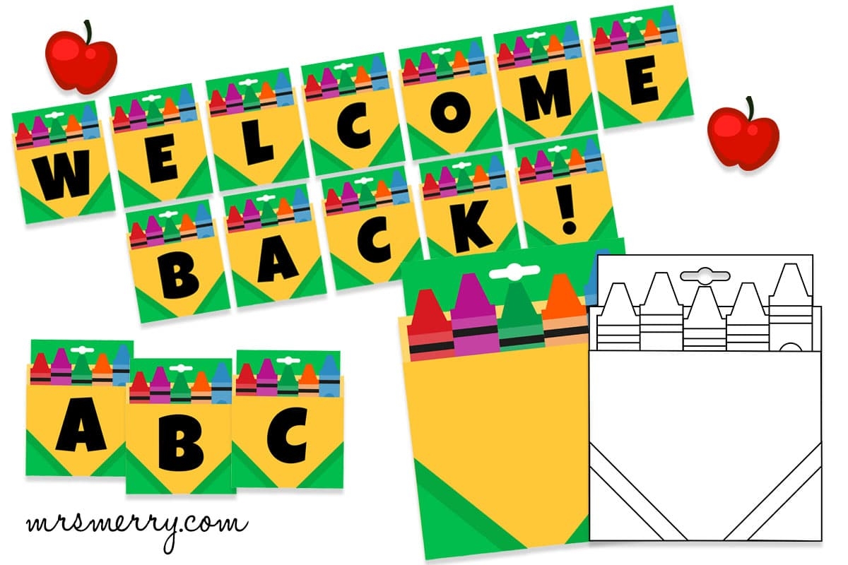 Crayons Printable Template Letter Banner Mrs Merry