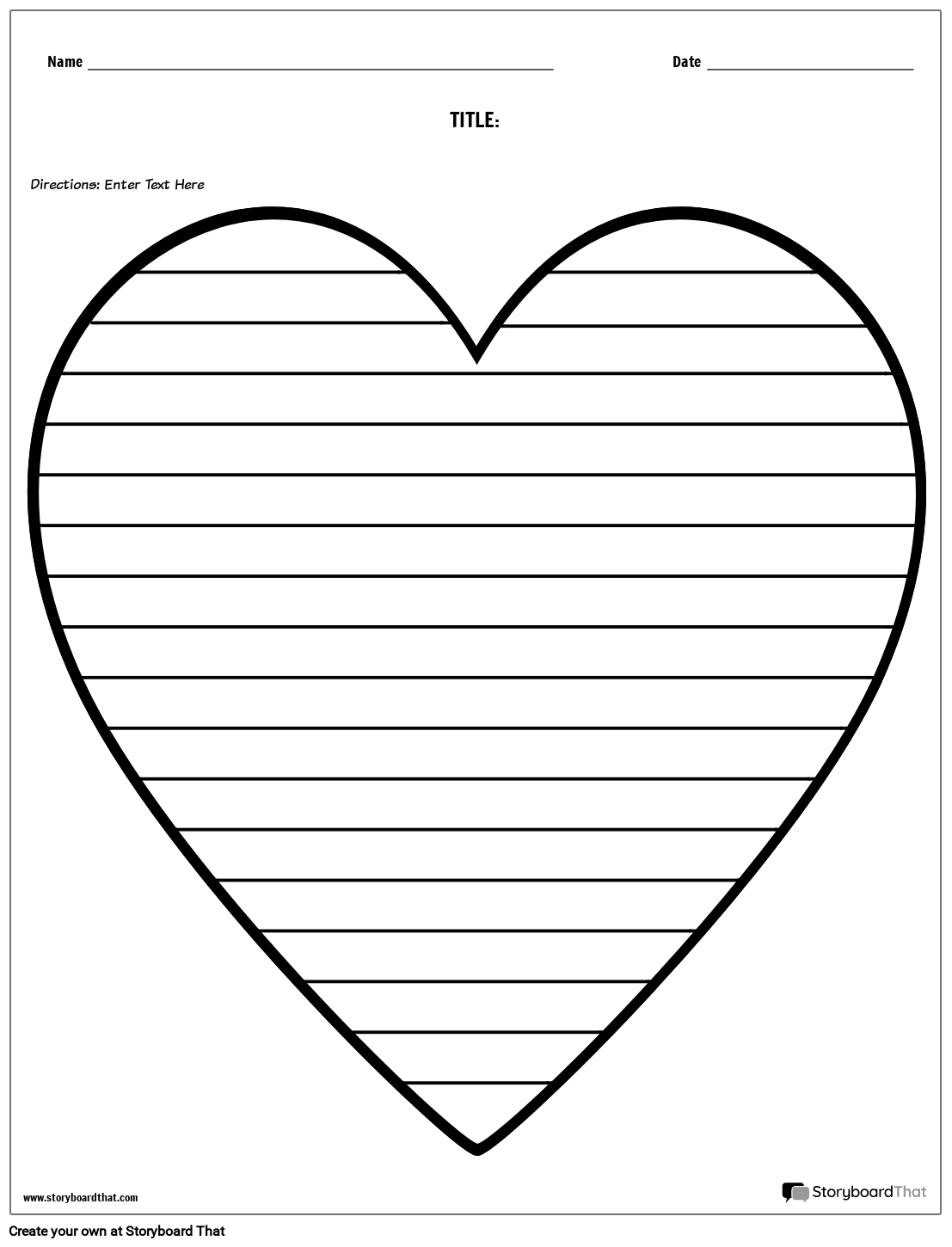 Printable Heart Template With Lines For Writing