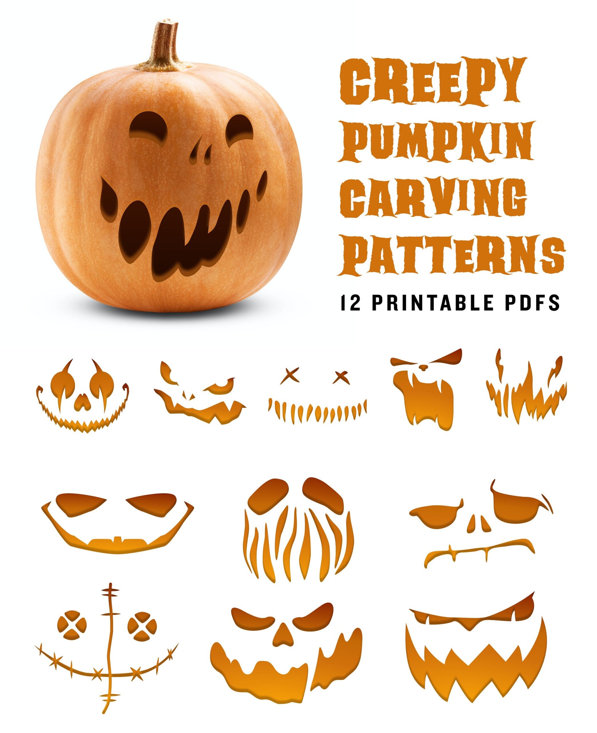 Printable Scary Pumpkin Template