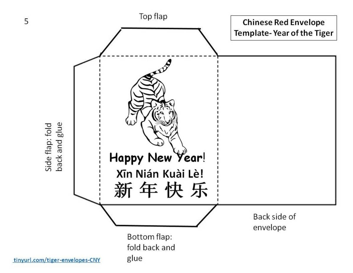 Crouching Tiger Lucky Red Envelope Template