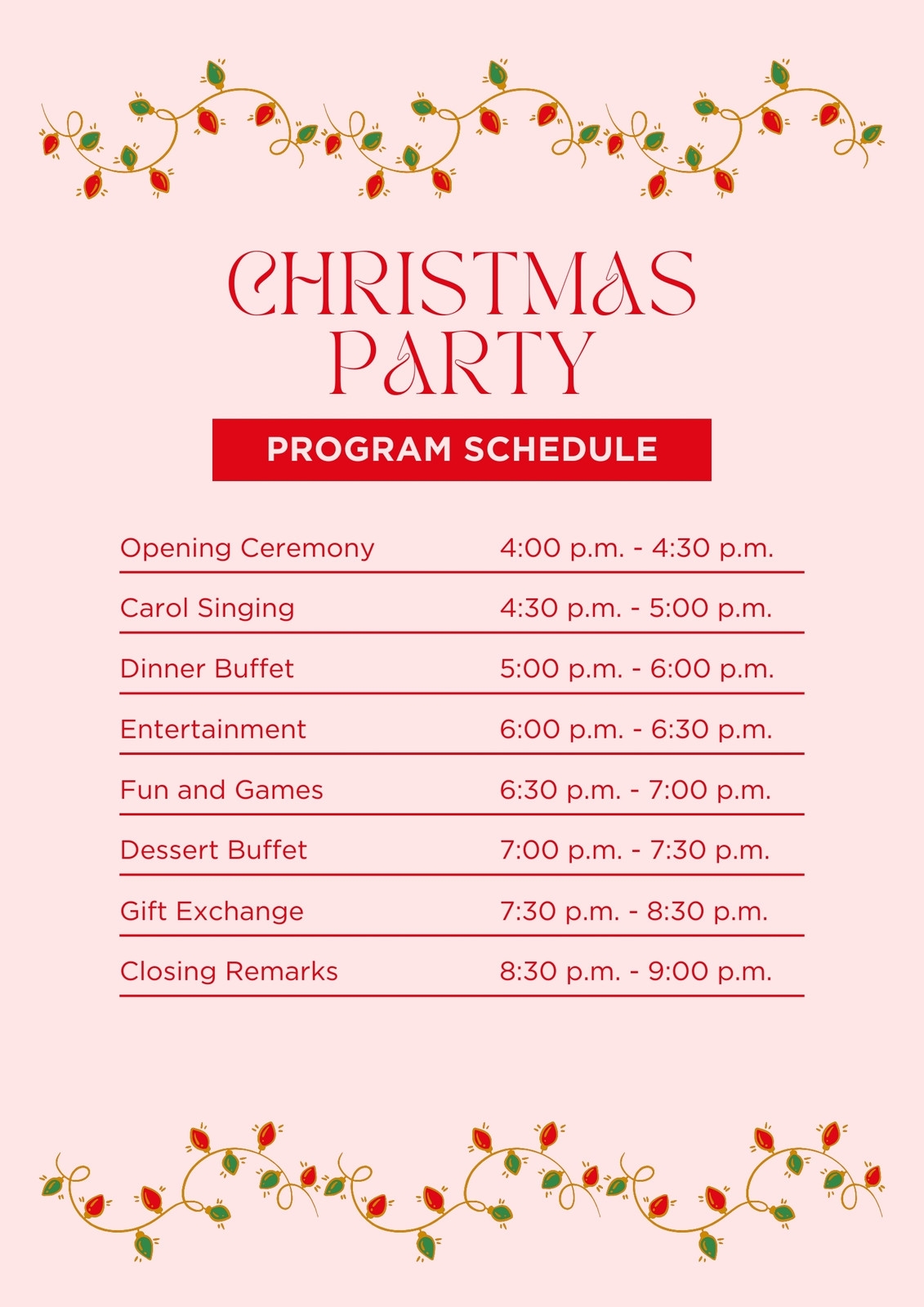 Printable Christmas Program Template