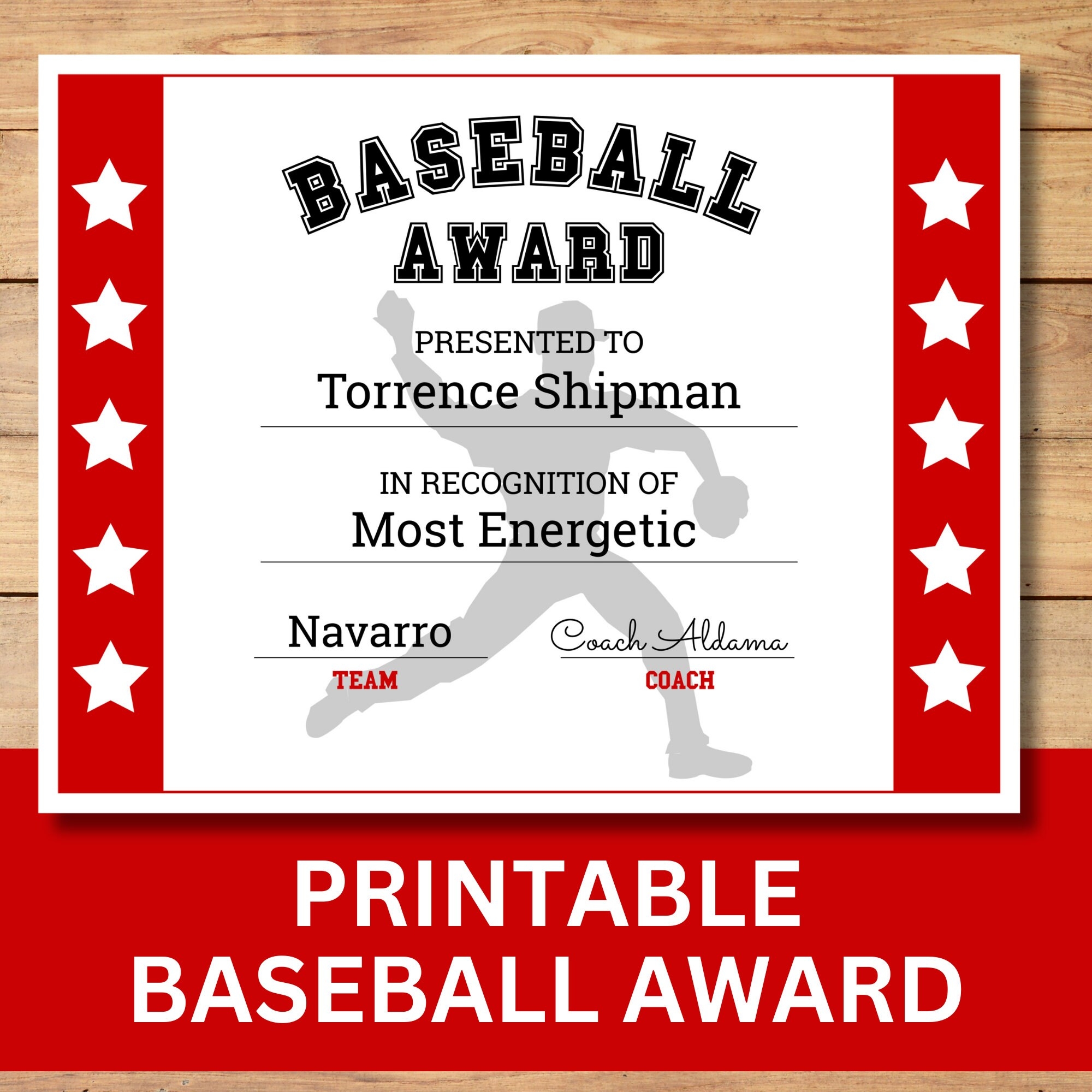 Printable Baseball Certificate Template