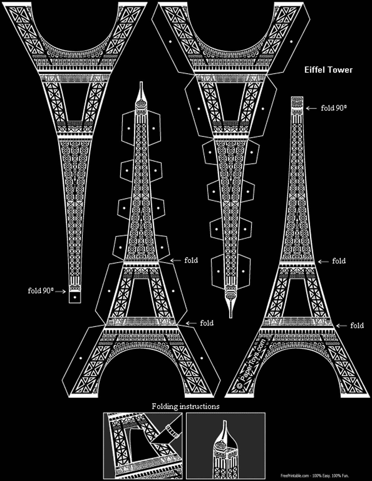 Printable 3D Eiffel Tower Template