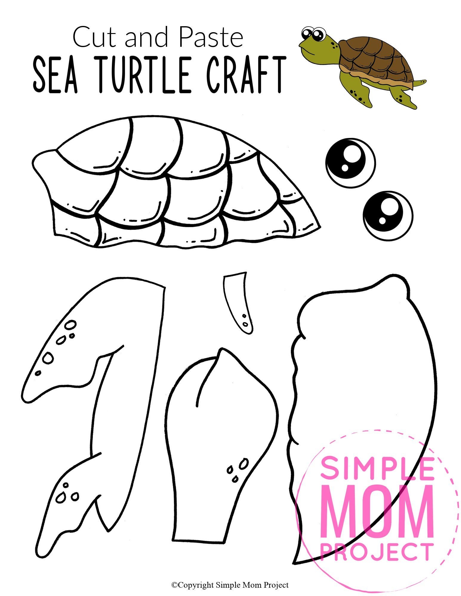 Cut And Paste Sea Turtle Craft For Kids With Free Template Turtle Crafts Sea Animal Crafts Ocean Crafts