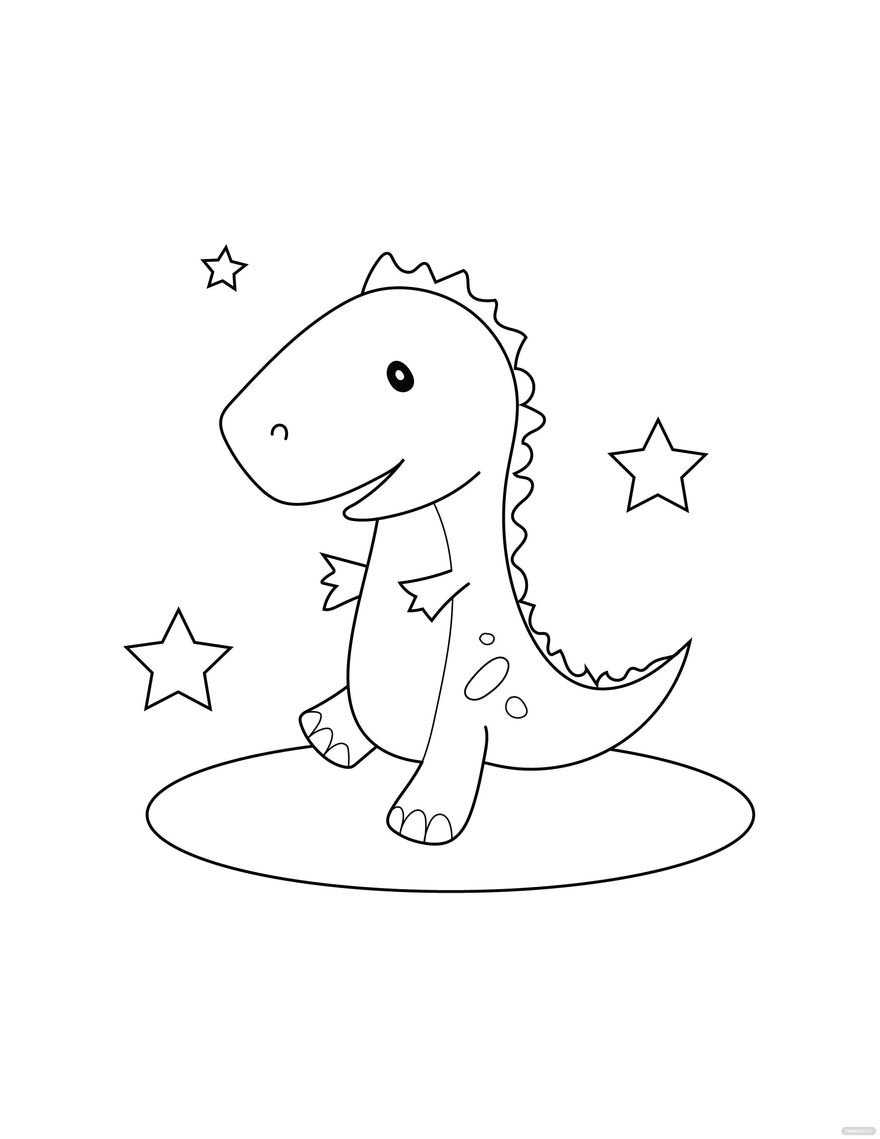 Cute Dinosaur Coloring Page In SVG PDF Illustrator EPS PNG JPG Download Template
