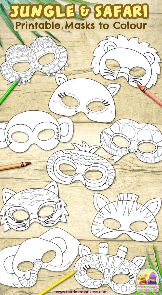 Cute Jungle Animal Printable Masks Tea Time Monkeys Jungle Animal Crafts Safari Crafts Animal Masks For Kids