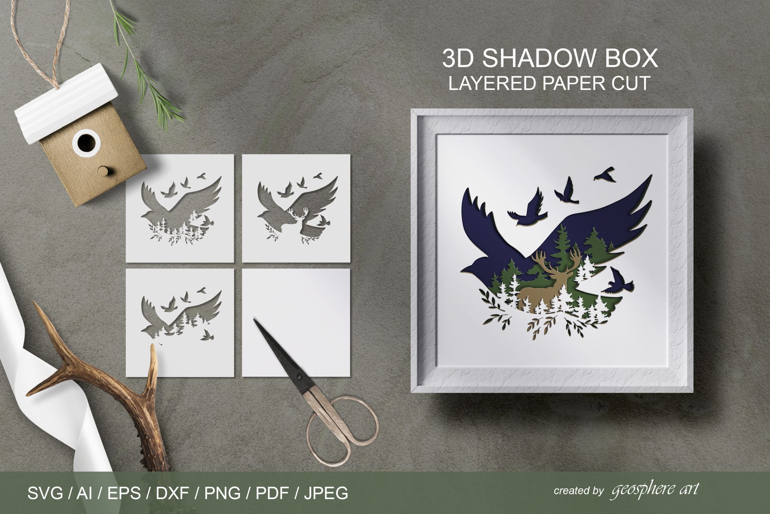 Printable Paper Cut Shadow Box Templates